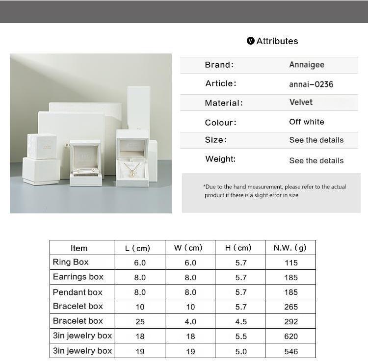 Wholesale Luxury White Velvet Jewelry Ring Earring Bracelet Box 14