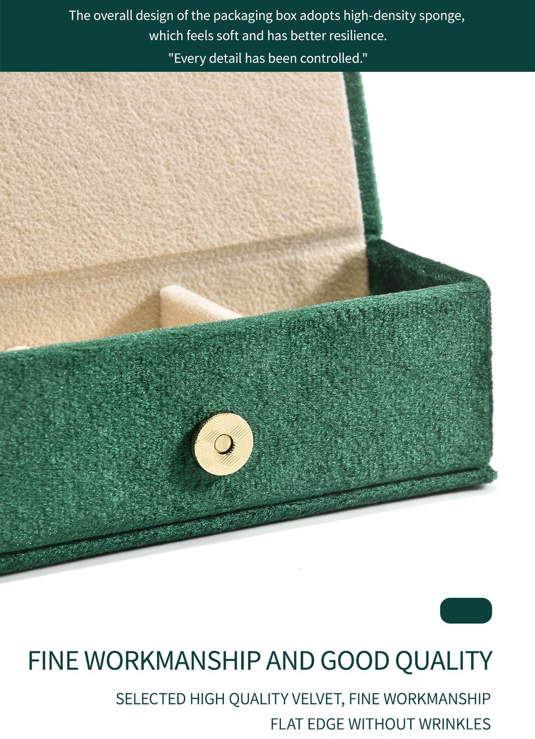Customized Logo Rectangle 10.5X6X5 CM Velvet Ring Travel Box 13
