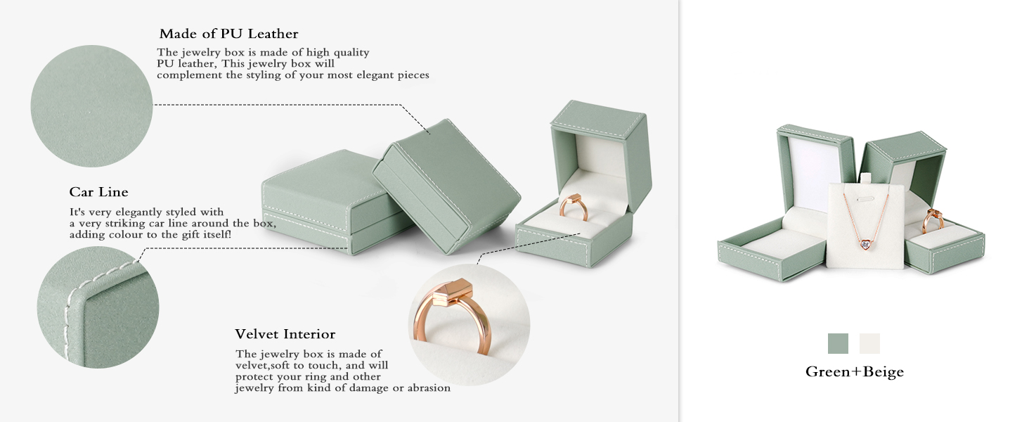 luxury green leather jewelry box wholesale
