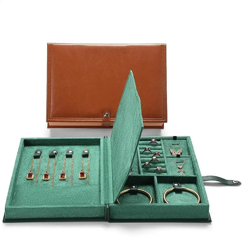 Wholesale Book-shape Leather Portable Jewelry Storage Boxes 1