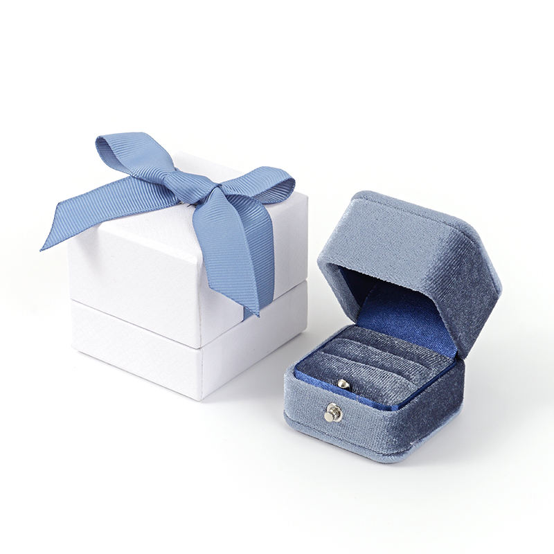light blue velvet ring box