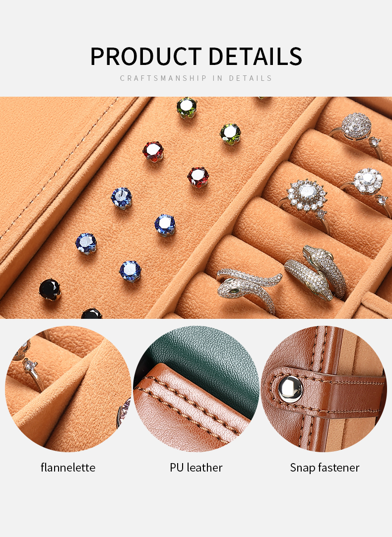 Annaigee High-quality book-shape leather jewelry storage box Details-3