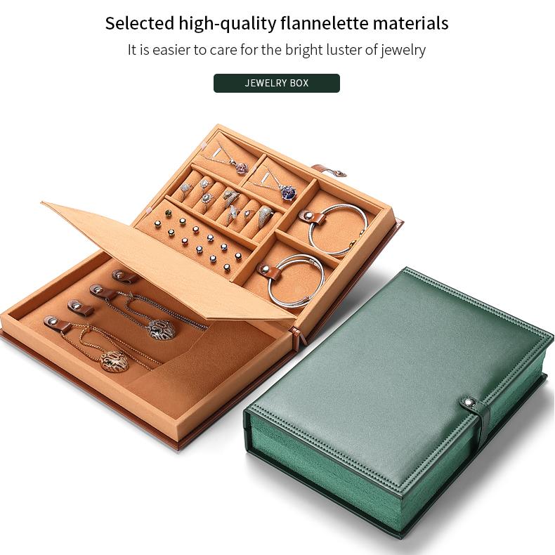 Annaigee High-quality book-shape leather jewelry storage box Details-6