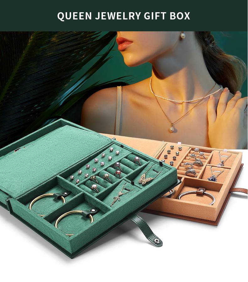 Annaigee High-quality book-shape leather jewelry storage box