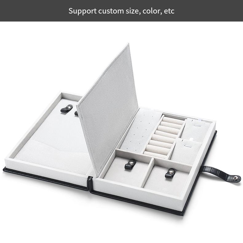 Annaigee High-quality book-shape leather jewelry storage box Details-2