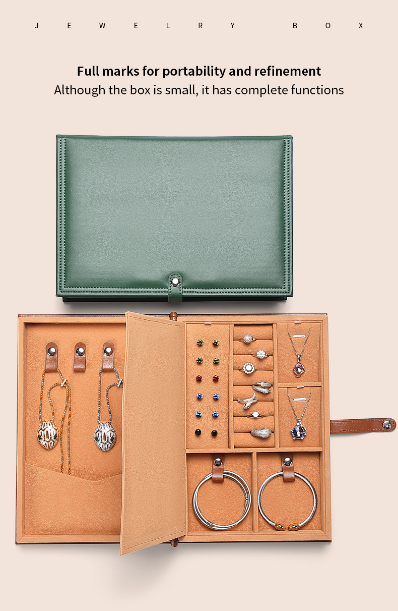 Annaigee High-quality book-shape leather jewelry storage box Details