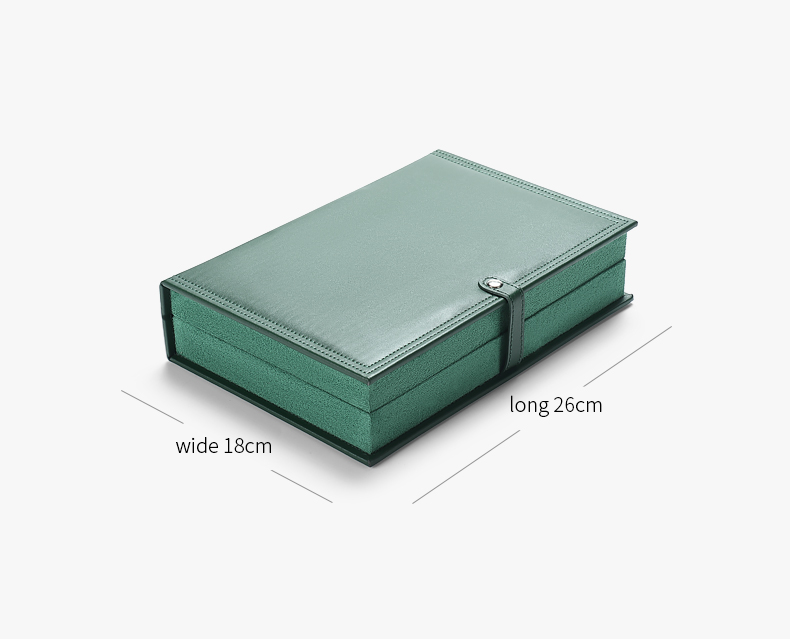 Annaigee High-quality book-shape leather jewelry storage box Details-5