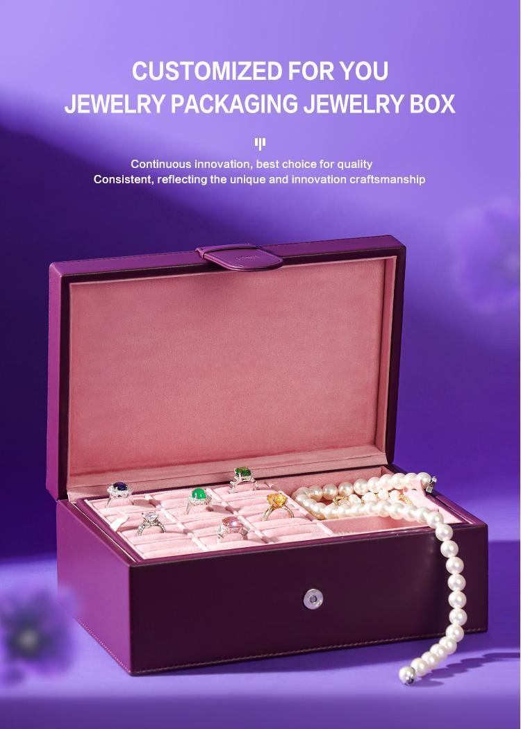 Customize High-end Dark Purple Leather Jewelry Storage Box 10