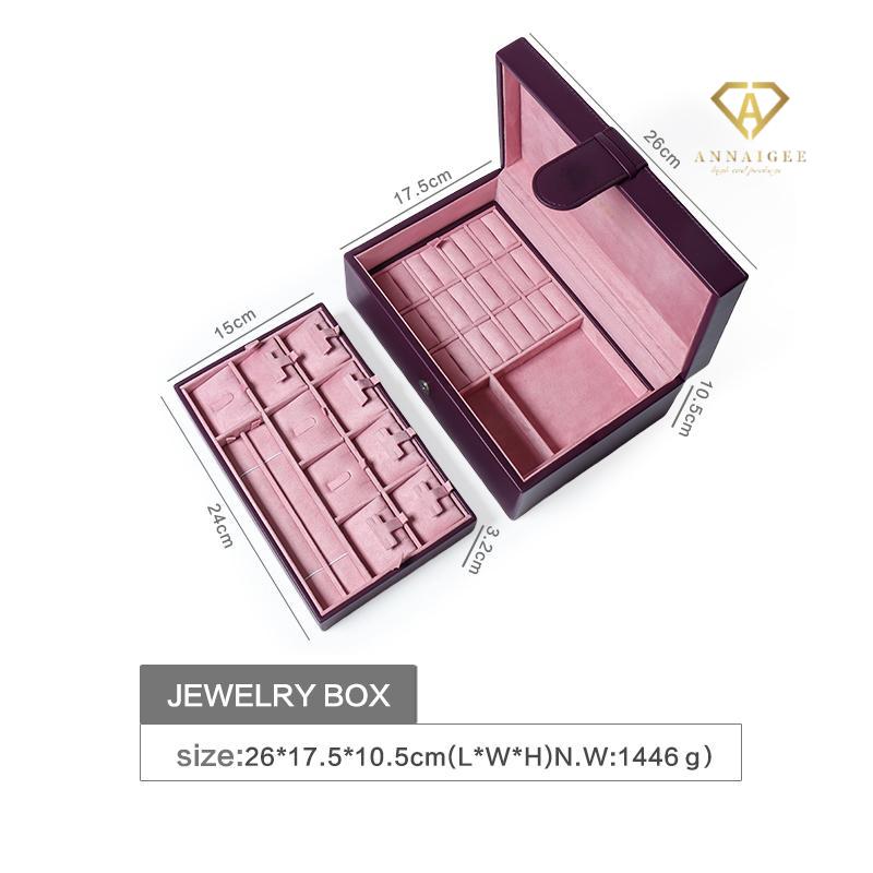 Customize High-end Dark Purple Leather Jewelry Storage Box 9