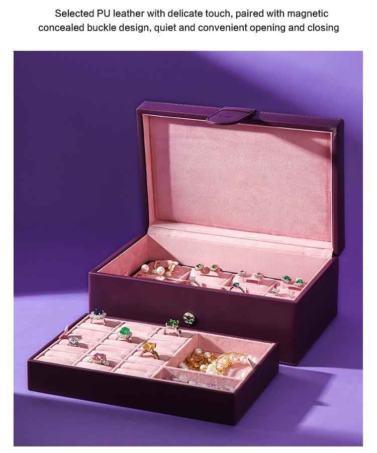 Customize High-end Dark Purple Leather Jewelry Storage Box 11