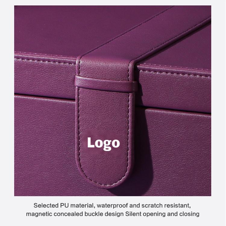Customize High-end Dark Purple Leather Jewelry Storage Box 8