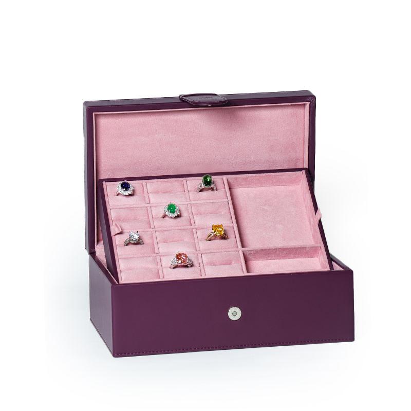 Customize High-end Dark Purple Leather Jewelry Storage Box