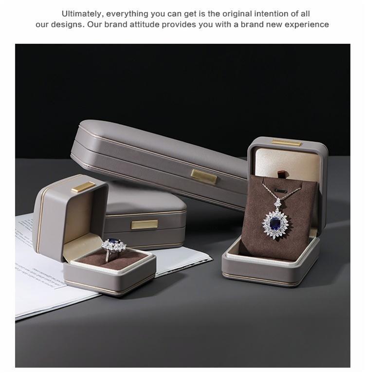 Custom OEM Luxury Gray Leather Jewelry Boxes Wholesale Series 14