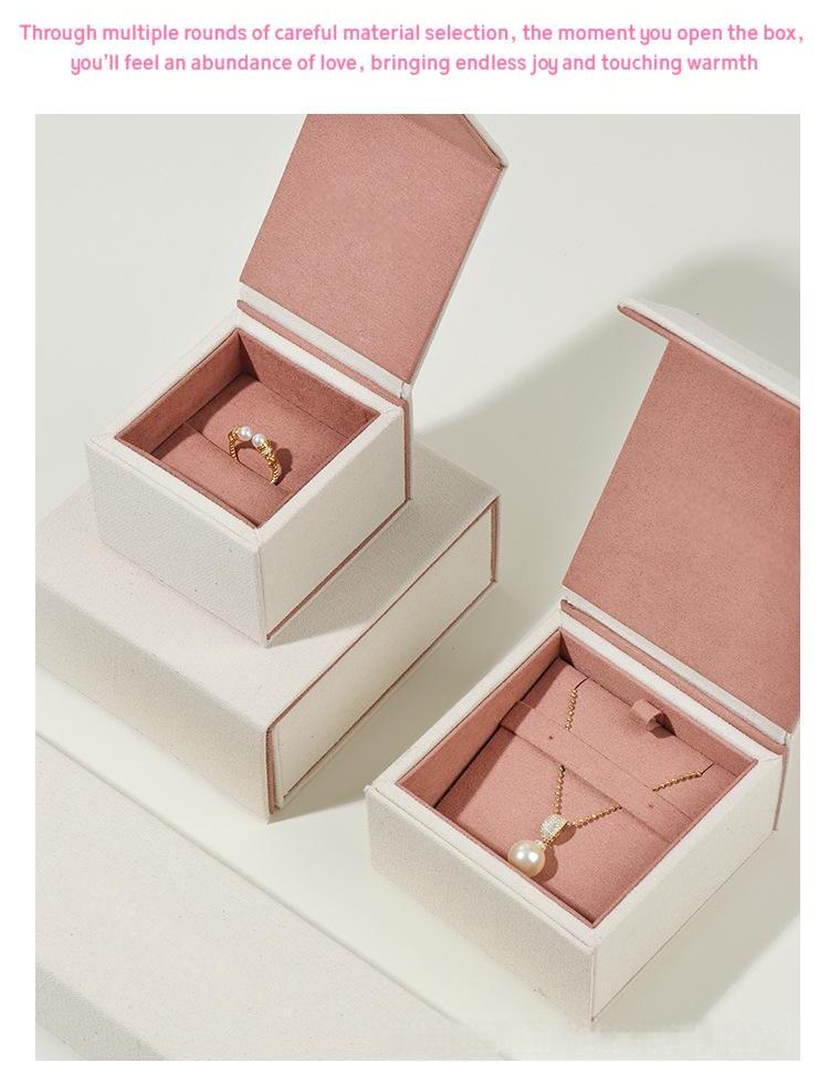Custom OEM Luxury Beige Linen Cotton Jewelry Boxes Wholesale Series 14