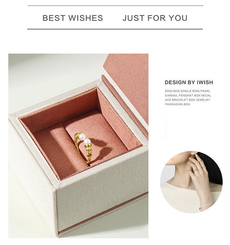 Custom OEM Luxury Beige Linen Cotton Jewelry Boxes Wholesale Series 16