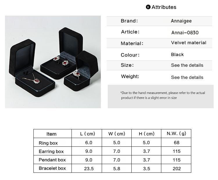 Wholesale Custom Black Microfiber Stain Jewelry Boxes For Ring Earrings 12