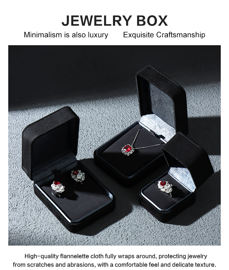 Wholesale Custom Black Microfiber Stain Jewelry Boxes For Ring Earrings 14