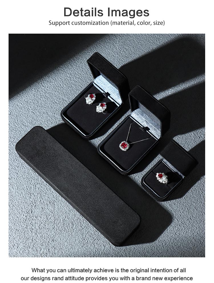 Wholesale Custom Black Microfiber Stain Jewelry Boxes For Ring Earrings 13