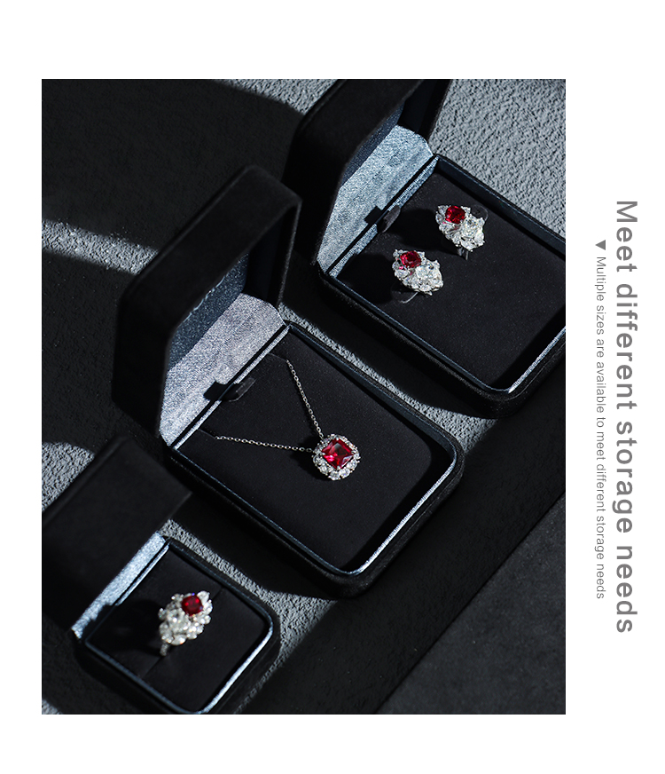 Wholesale Custom Black Microfiber Stain Jewelry Boxes For Ring Earrings 15
