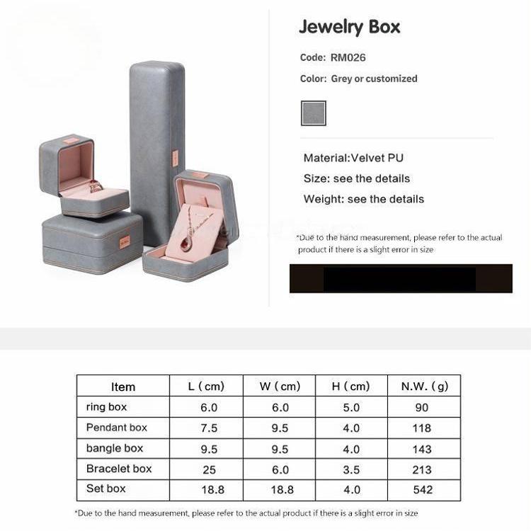 Wholesale Custom Italian Grey Leather Jewelry Boxes For Ring Earrings 14