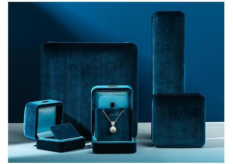 Wholesale Blue Velour Jewelry Ring Earring Boxes Series