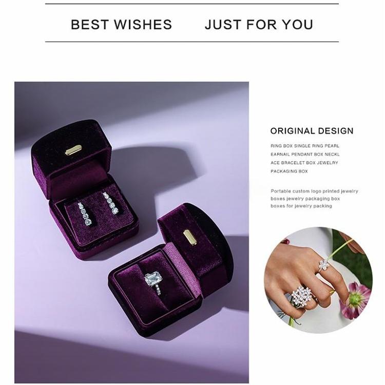 Wholesale Purple Velour Jewelry Ring Earring Box Series 17