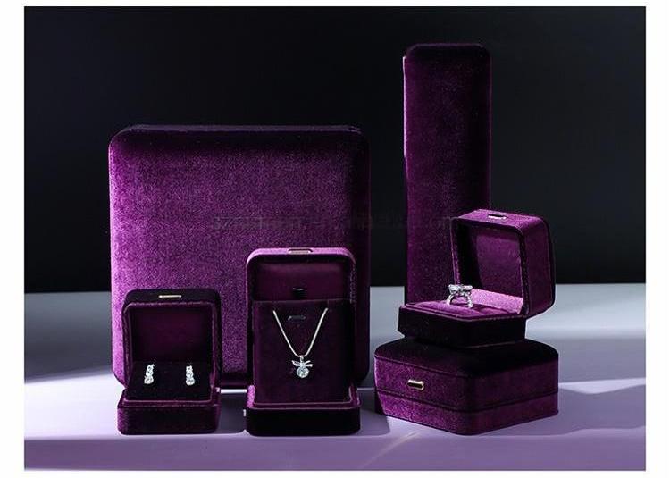 Wholesale Purple Velour Jewelry Ring Earring Box Series 12