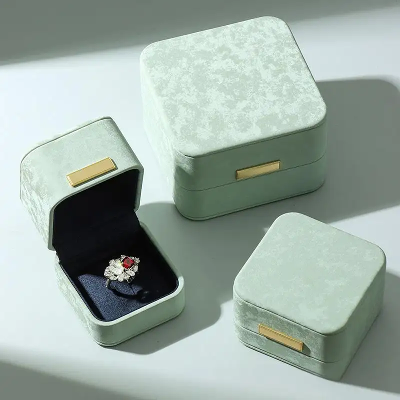 Luxury Printed Pattern PU Leather Jewelry Boxes With Metal Plate 1