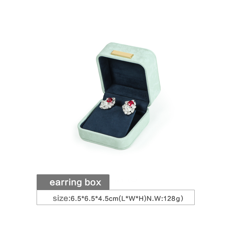 green leather earring box