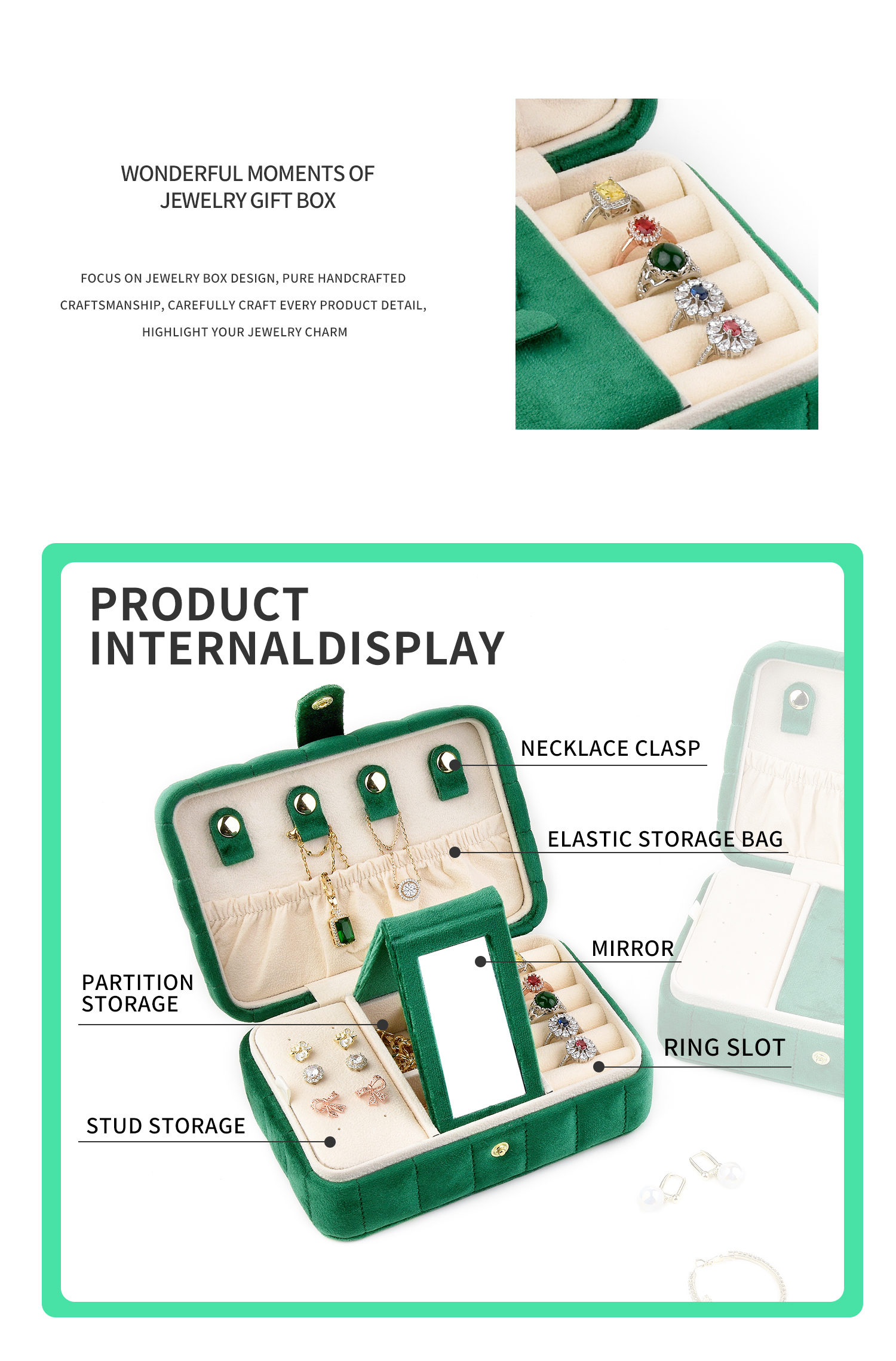 Wholesale Travel Jewelry Case Factory | Green Jewel Case Design 11