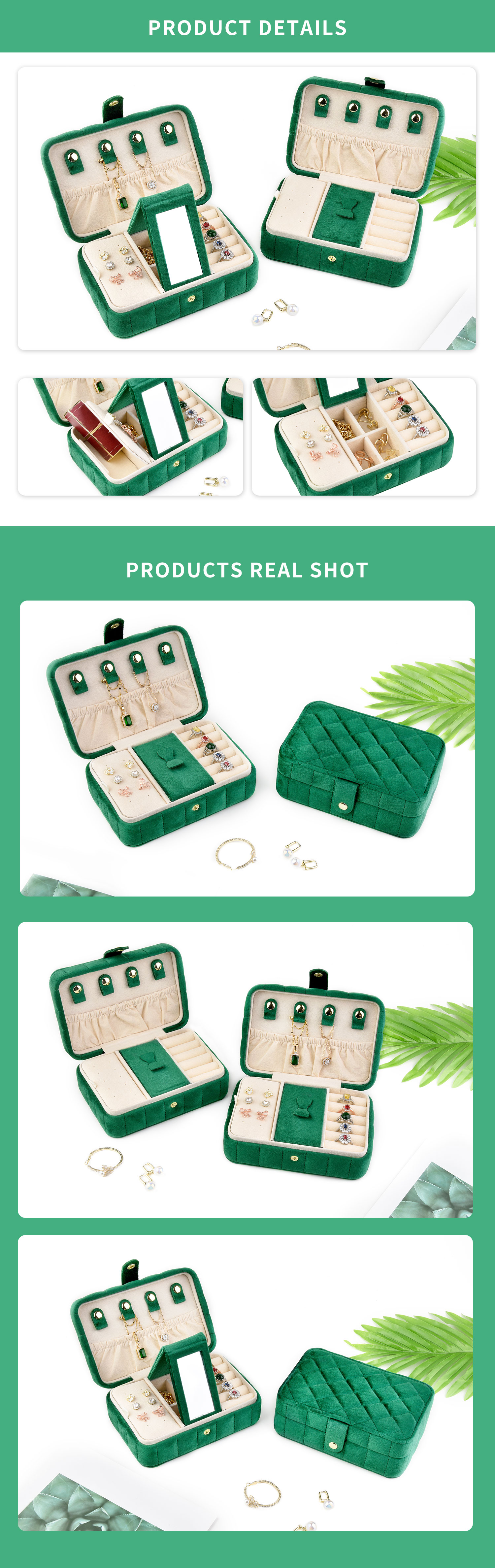 Wholesale Travel Jewelry Case Factory | Green Jewel Case Design 13