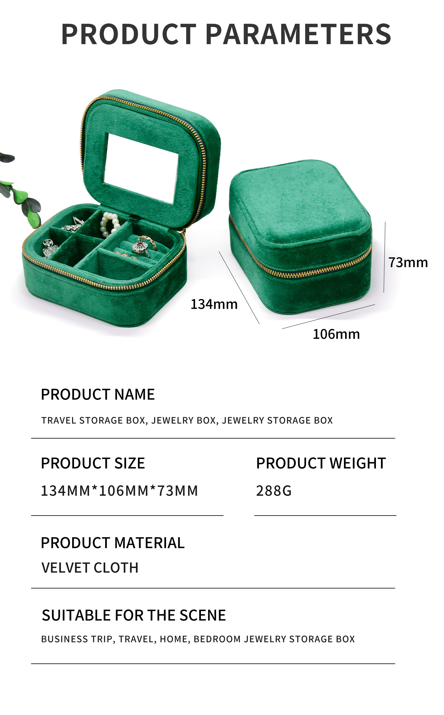 Velvet Travel Jewelry Case Details - 5