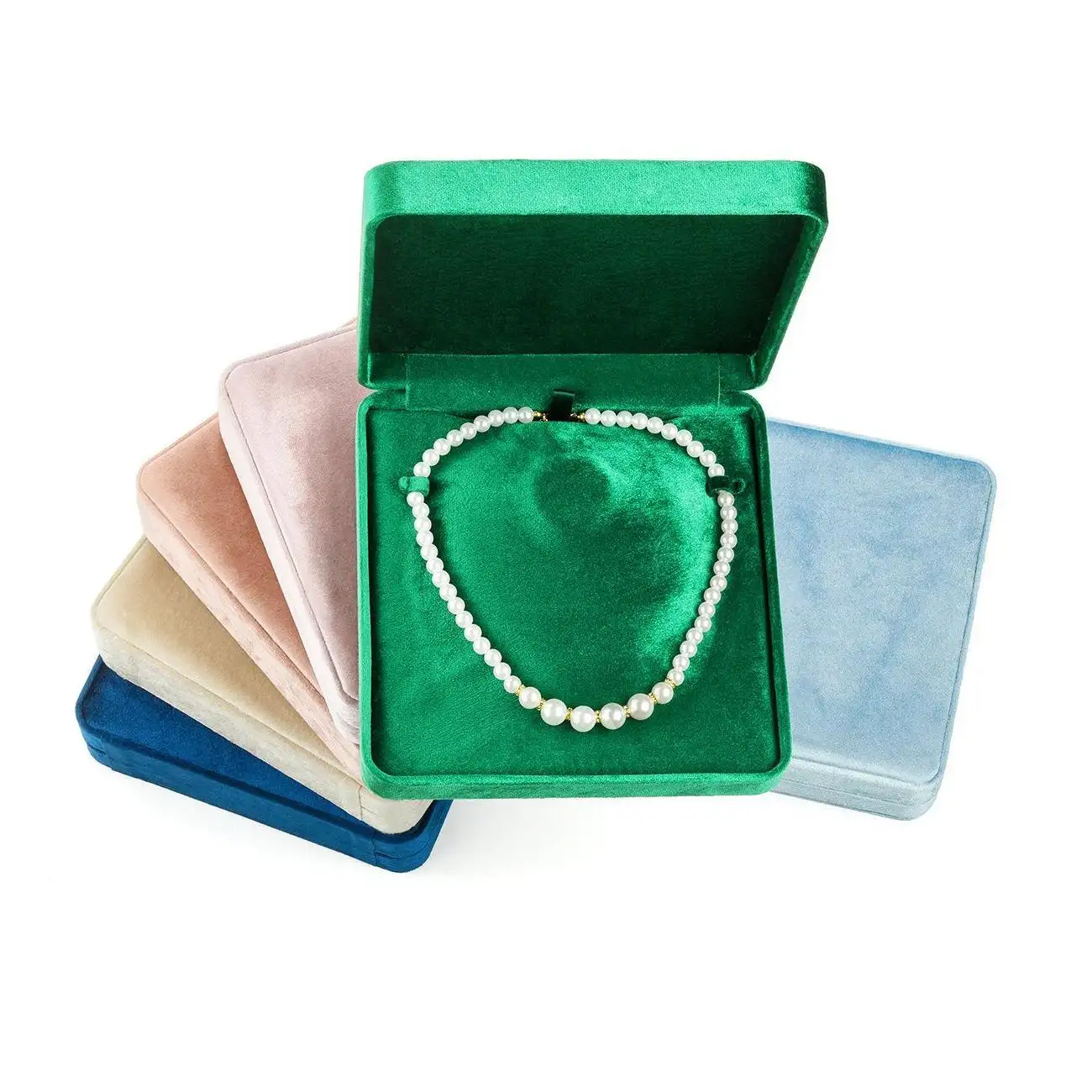 Custom Logo Wholesale Velvet Pearl Jewelry Gift Box For Necklace 1