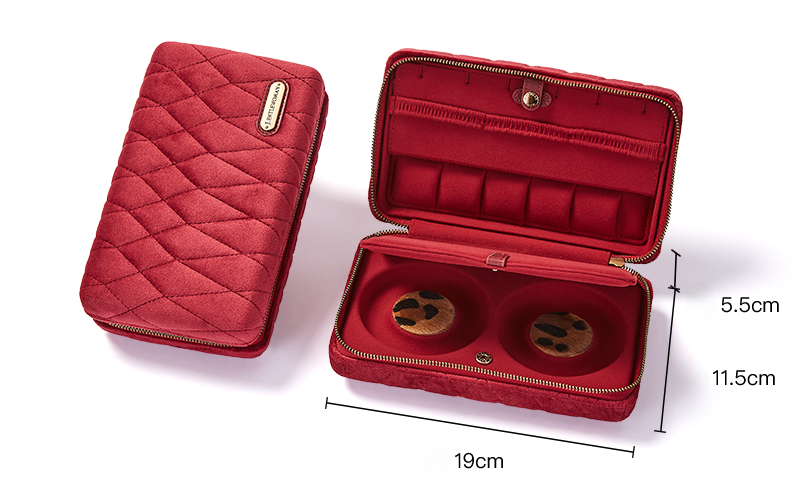  Portable Velvet Jewelry Pouch - Red