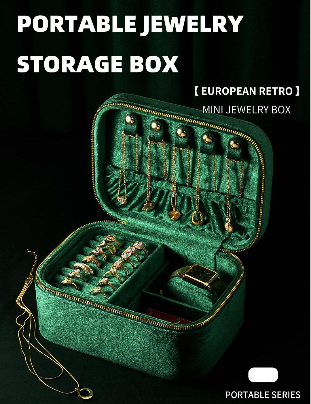 Wholesale Portable Double-layer Velvet Large Travel Jewelry Box 12