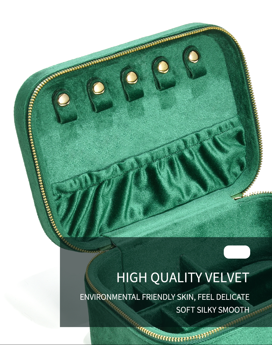 Wholesale Portable Double-layer Velvet Large Travel Jewelry Box 17