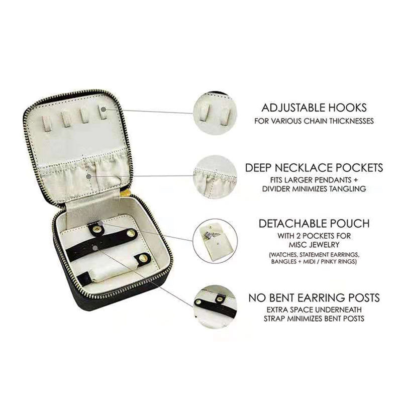 Custom Black Leather Travel Jewelry Box With Logo Wholesale