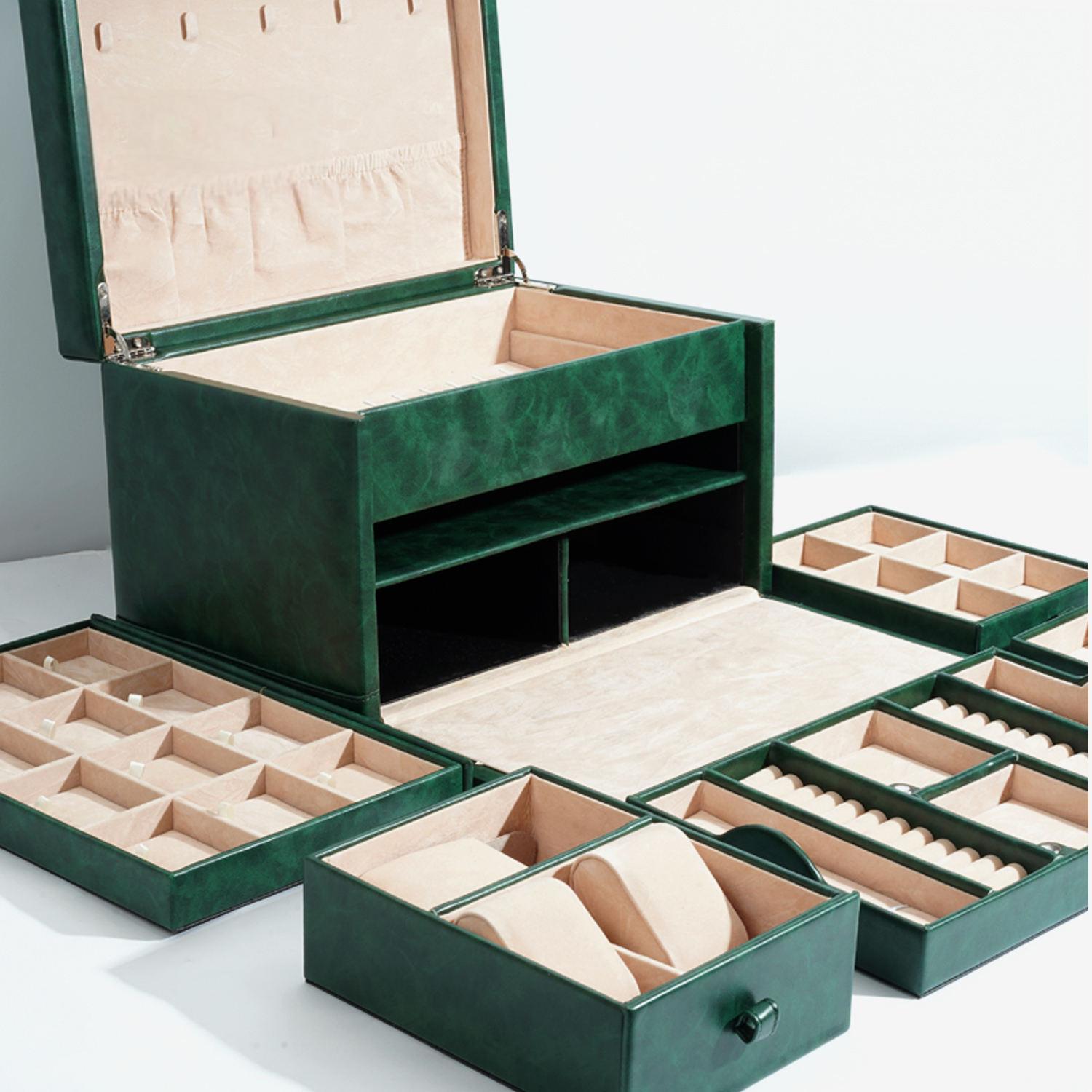 Wholesale Custom Colors Large PU Leather Jewelry Organizer Box 8