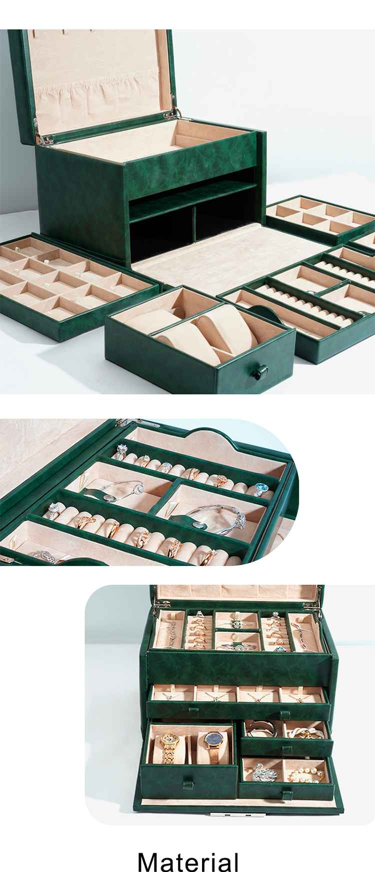 Wholesale Custom Colors Large PU Leather Jewelry Organizer Box-2
