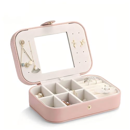 Pink Portable Travel Jewelry Case