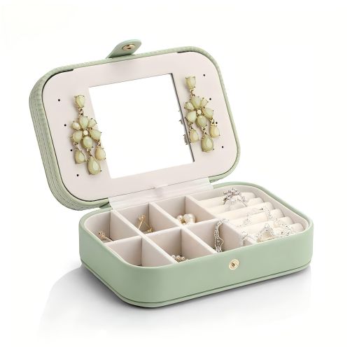 Willow Green Weaving Pattern Travel Jewelry Case
