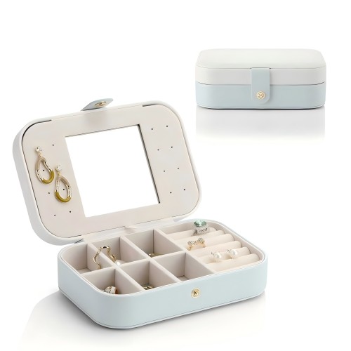 White Blue Travel Portable Jewelry Case