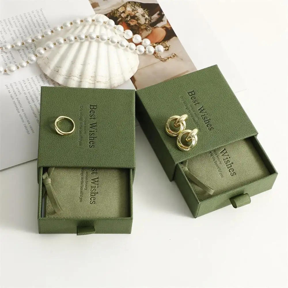 Customized Fashionable Drawer Boxes With Personalized Microfiber Jewelry Pouches 1