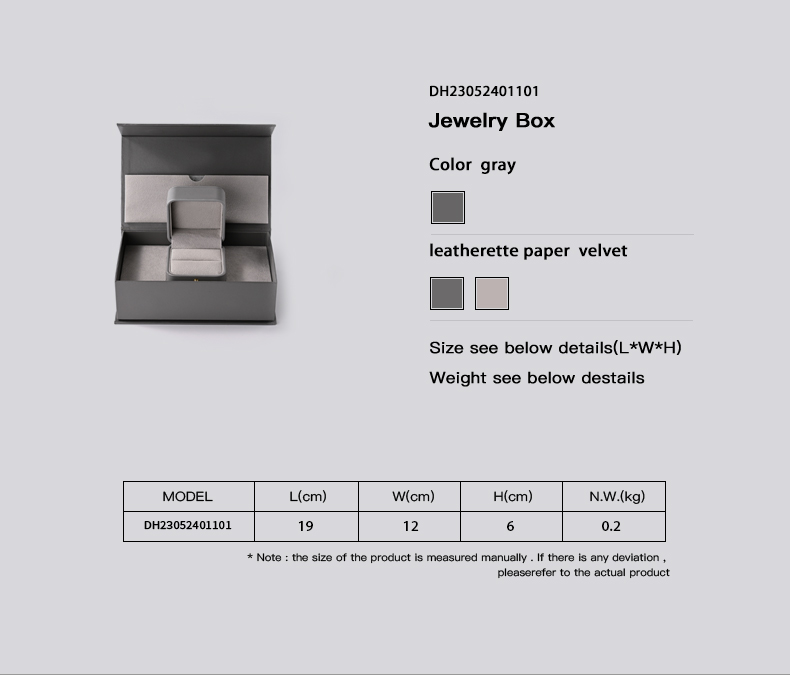 Luxury Jewelry Box Custom Engagement Ring Box Grey Leather - Annaigee 11