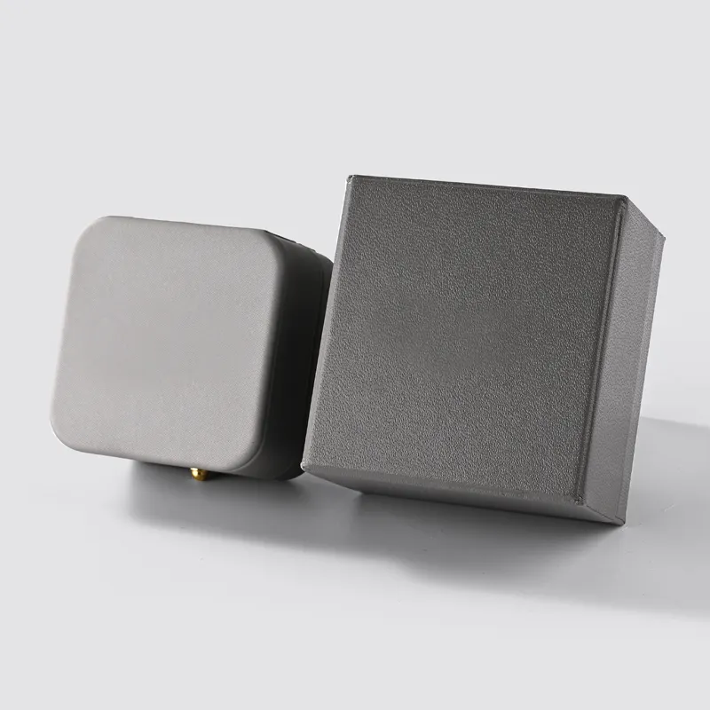 Luxury Jewelry Box Custom Engagement Ring Box Grey Leather - Annaigee 1