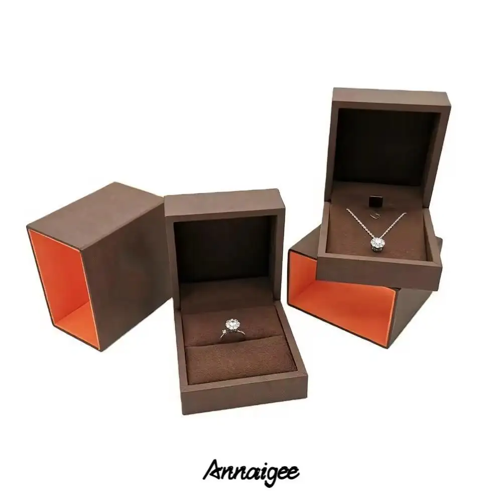 Custom Logo Soft Touch Paper Sleeve Jewelry Box For Ring Earrings Bracelet Necklace - Annaigee 1