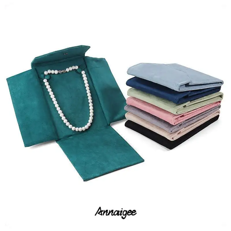 Double-sided Textured Fabric Jewelry Bag Pearl Necklace Pouch Bag - Annaigee 1