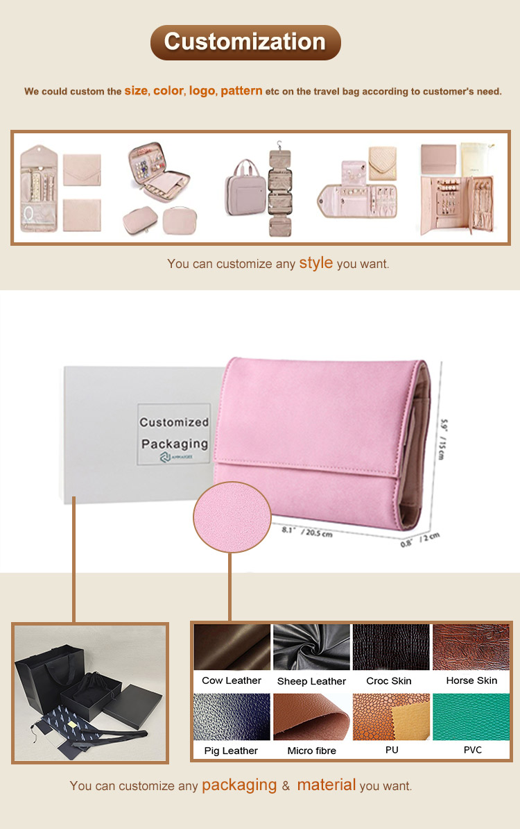 Annaigee - Supple Suede Jewelry Organizer Roll Travel Jewel Bag case for Multiple Necklaces Jewelry Storage Organizer 13