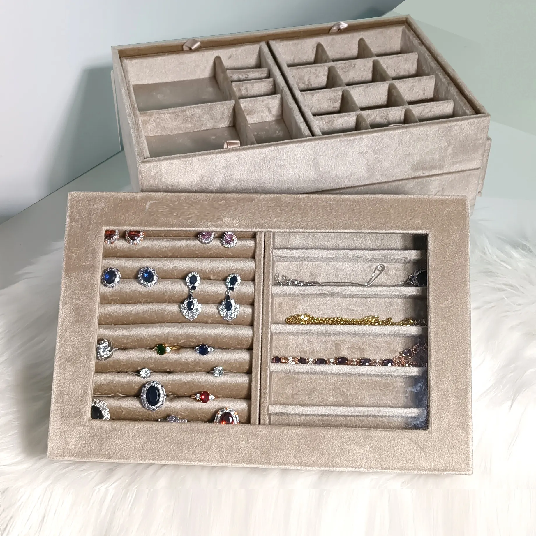 Stacking Jewelry Box With Glass Lid Anti-tarnish Good Factory - Annaigee 1