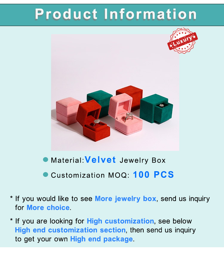 Annaigee - Luxury Custom Logo Velvet Jewelry Box Packaging for Ring Bracelet Pendant Jewelry Box 8